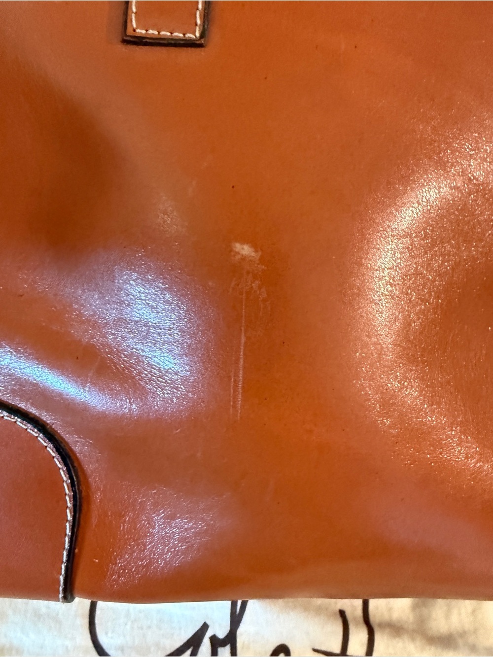 Cole Haan Cognac Leather Satchel with Brass Accents - Picture 6 of 6